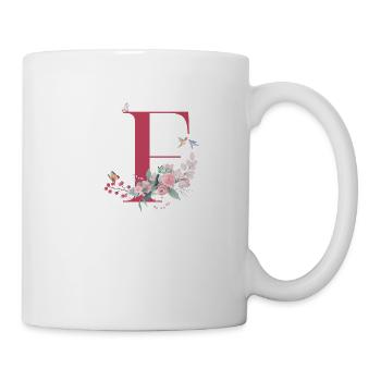 Buchstabe F floral - Geschenkidee - Tasse - Weiß - Rechts