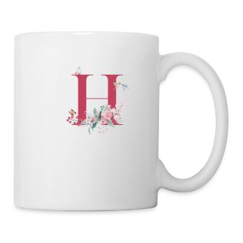 Lettre h floral -idée cadeau - Mug blanc - blanc - Droite