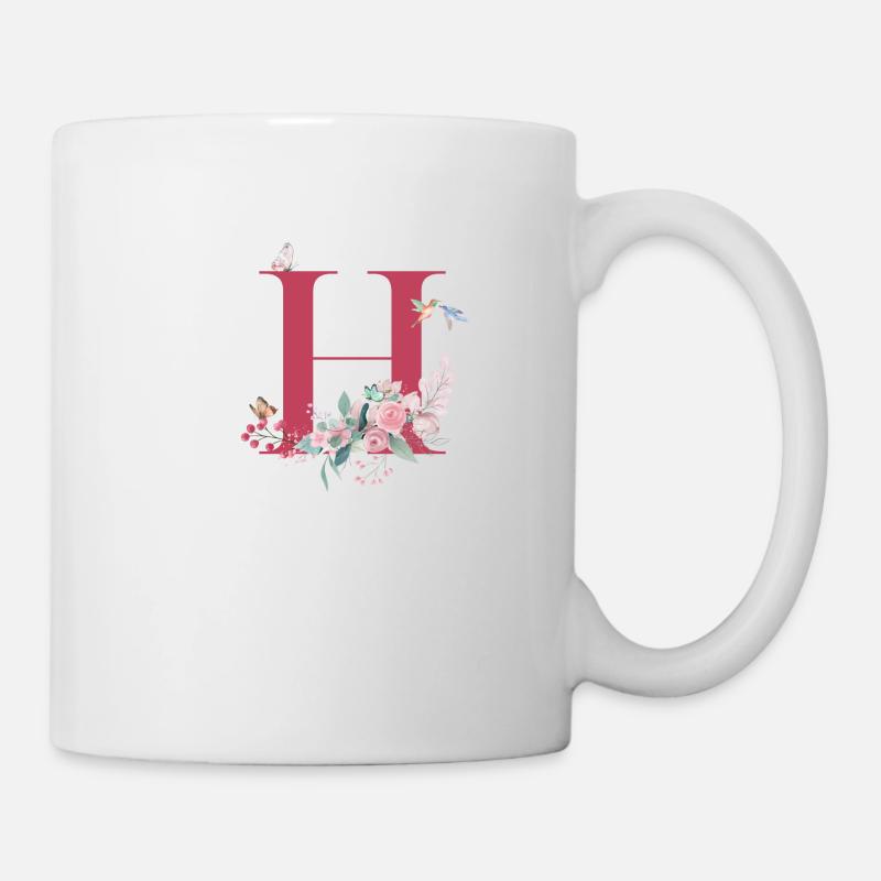 Buchstabe h floral - Geschenkidee - Tasse - Weiß