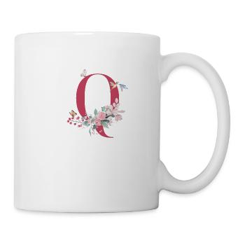 Blumenbuchstabe Q - Geschenkidee - Tasse - Weiß - Rechts