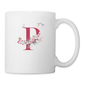 Letter p floral - gift idea - Mug - white - Right