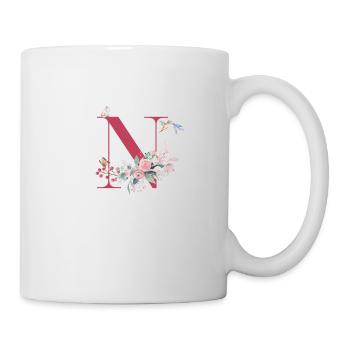 Lettre n floral -idée cadeau - Mug blanc - blanc - Droite