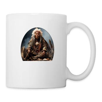 Indian chief with feather headdress - Mug - white - Right