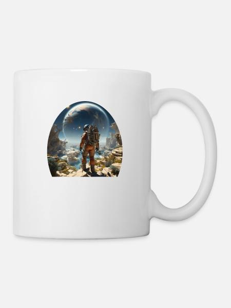 Un astronaute explore des mondes extraterrestres - Mug blanc - blanc