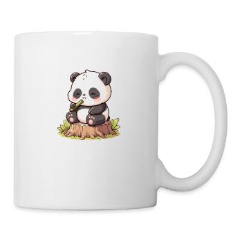 Panda mit Bambus - Tasse - Weiß - Rechts