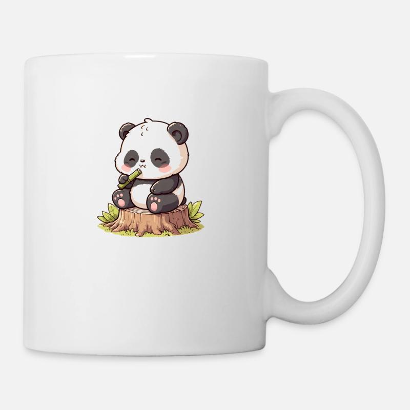 Panda mit Bambus - Tasse - Weiß