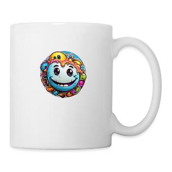 Modern Colorful And Funny Acid Techno Emoji - Tasse - Weiß - Rechts