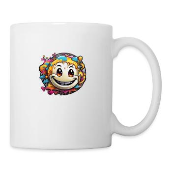 Modern Colorful Funny Acid Techno Emoji - Tasse - Weiß - Rechts