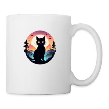 chat paysage et coucher de soleil - Mug blanc - blanc - Droite