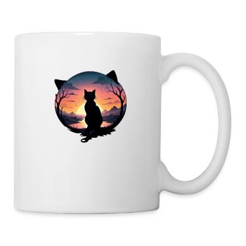 chat paysage et coucher de soleil - Mug blanc - blanc - Droite