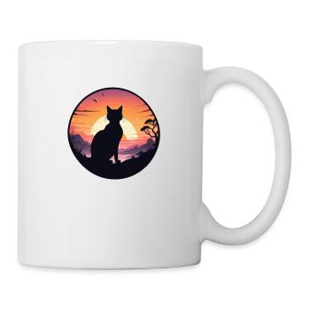 chat, paysage et coucher de soleil - Mug blanc - blanc - Droite