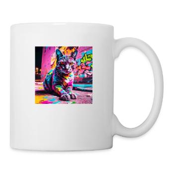 Katze Grafitti - Tasse - Weiß - Rechts