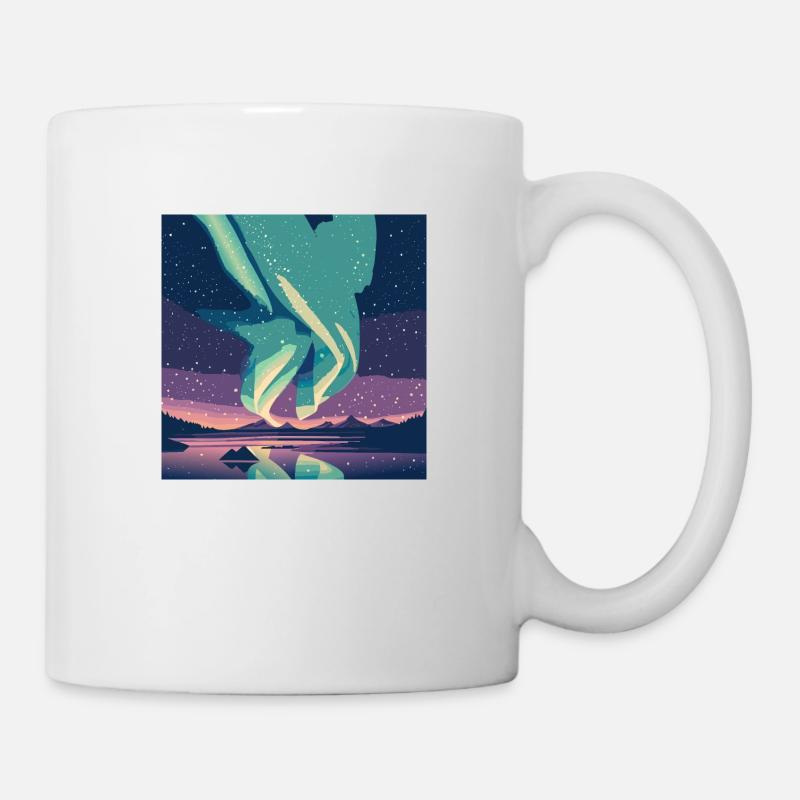 Polarlichter am Sternenhimmel - Tasse - Weiß