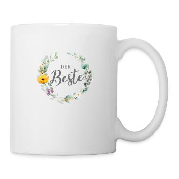Der Beste! Florales Design personalisierbar - Tasse - Weiß - Rechts
