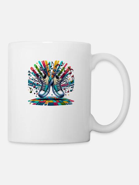 Rhythm Steps: Playful Dancing Sneakers - Mug - white