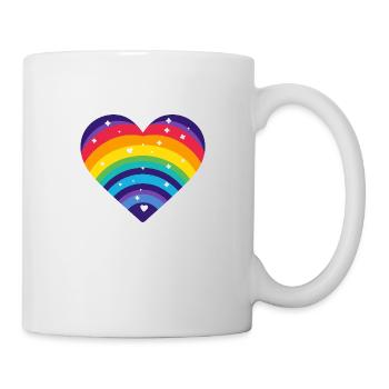 Coeur arc-en ciel etoilée - Mug blanc - blanc - Droite