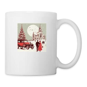 Church with fir tree in winter - Mug - white - Right