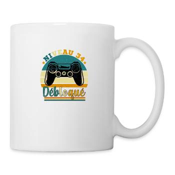 Niveau 34 Débloqué - Gamer Anniversaire 34 ans - Mug blanc - blanc - Droite