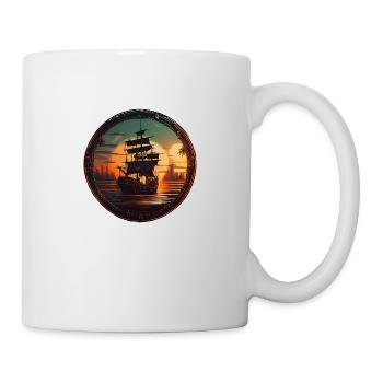 Beautiful pirate ship in beautiful colors - Mug - white - Right