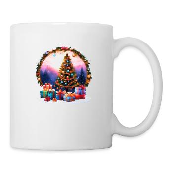 Colorful Christmas Tree with Gifts in a winter climate - Mug - white - Right