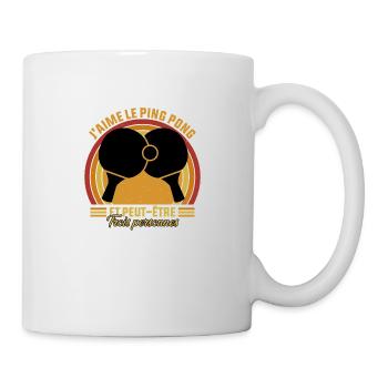 j'aime le Ping Pong et peut être trois personnes - Mug blanc - blanc - Droite