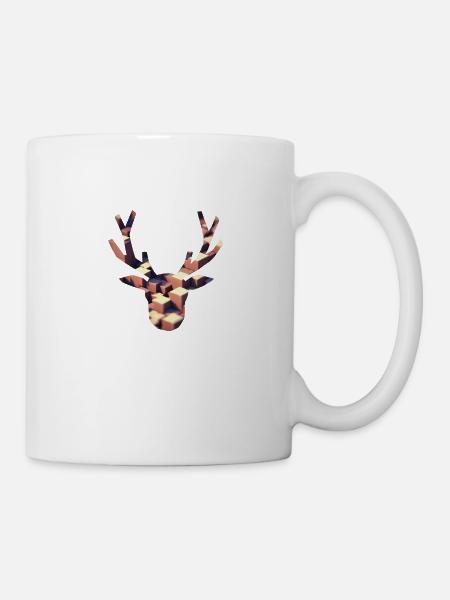 Geometrischer Hirsch - Tasse - Weiß