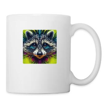 Racoon Fraktalkunst - Tasse - Weiß - Rechts