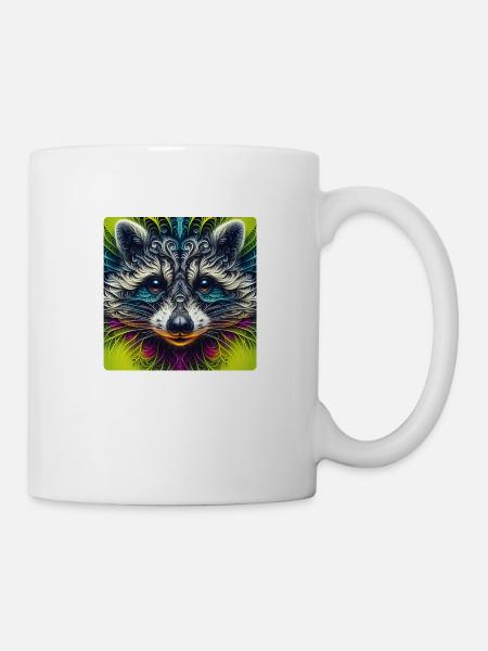 Art fractal du raton laveur - Mug blanc - blanc