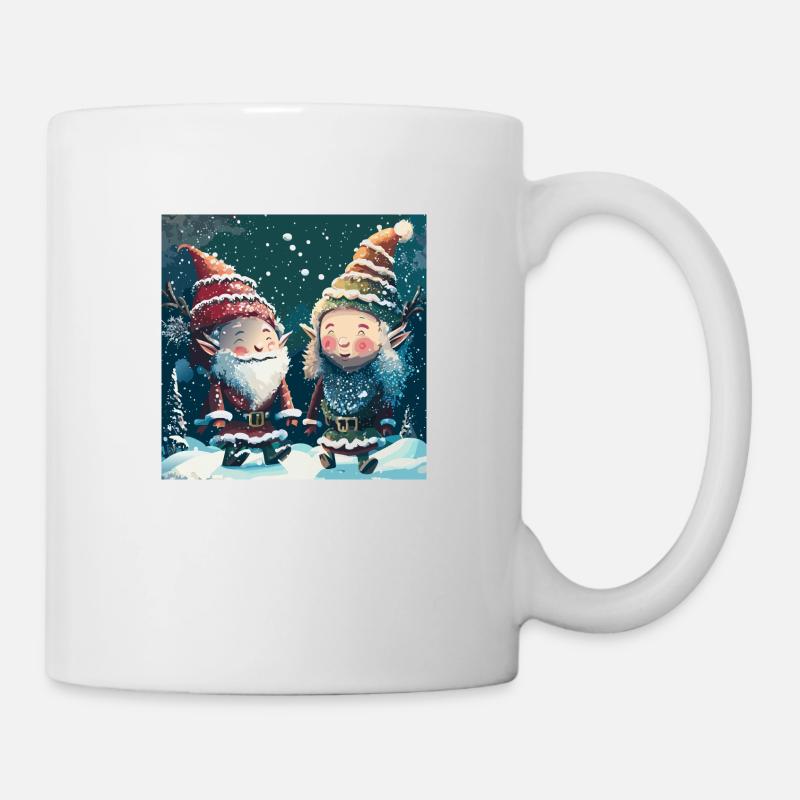 Zwei Weihnachtselfen - Tasse - Weiß