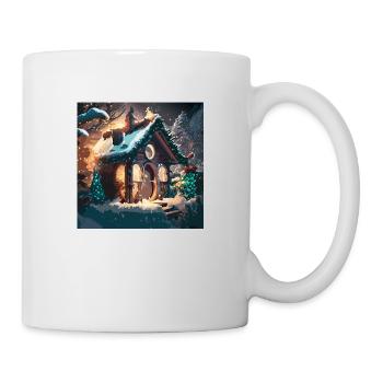 Weihnachtshaus im Schnee - Tasse - Weiß - Rechts