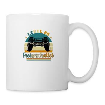 Level 25 Freigeschaltete Geschenkidee 25 Jahre - Tasse - Weiß - Rechts