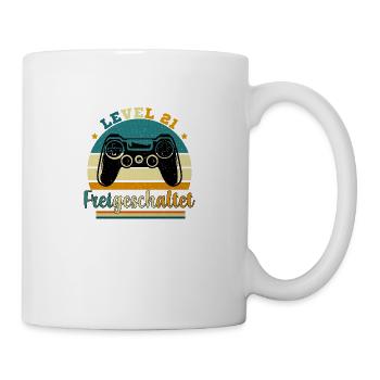 Level 21 Freigeschaltete Geschenkidee 21 Jahre - Tasse - Weiß - Rechts