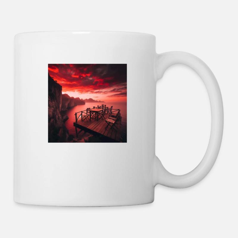 Un café au coucher du soleil au bout du monde - Mug blanc - blanc