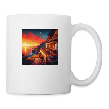 A café in the sunset at the edge of the world - Mug - white - Right