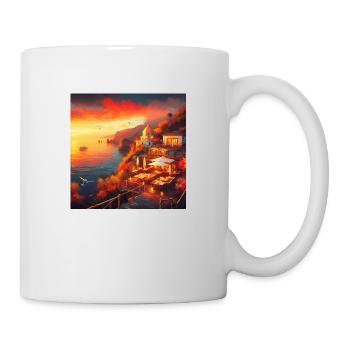 Un café au coucher du soleil au bout du monde - Mug blanc - blanc - Droite