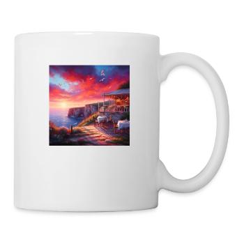 Un café au coucher du soleil au bout du monde - Mug blanc - blanc - Droite