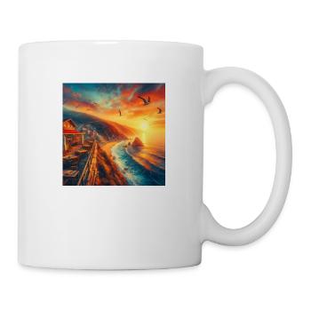 A café in the sunset at the edge of the world - Mug - white - Right