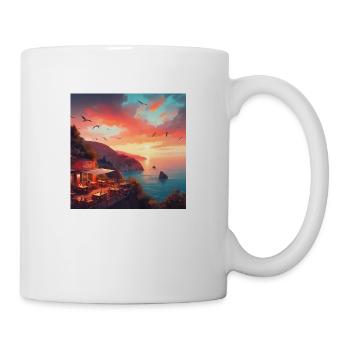 A café in the sunset at the edge of the world - Mug - white - Right