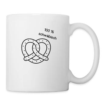 Brezel mit Spruch 100 % schwäbisch - Tasse - Weiß - Rechts