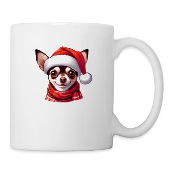 Chihuahua portant un chapeau de Père Noël - Mug blanc - blanc - Droite
