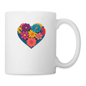 Amour - Fleurs - Cœur - Mug blanc - blanc - Droite