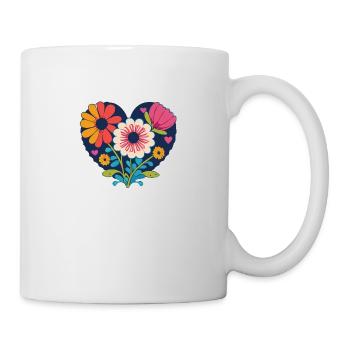 Amour - Fleurs - Cœur - Mug blanc - blanc - Droite