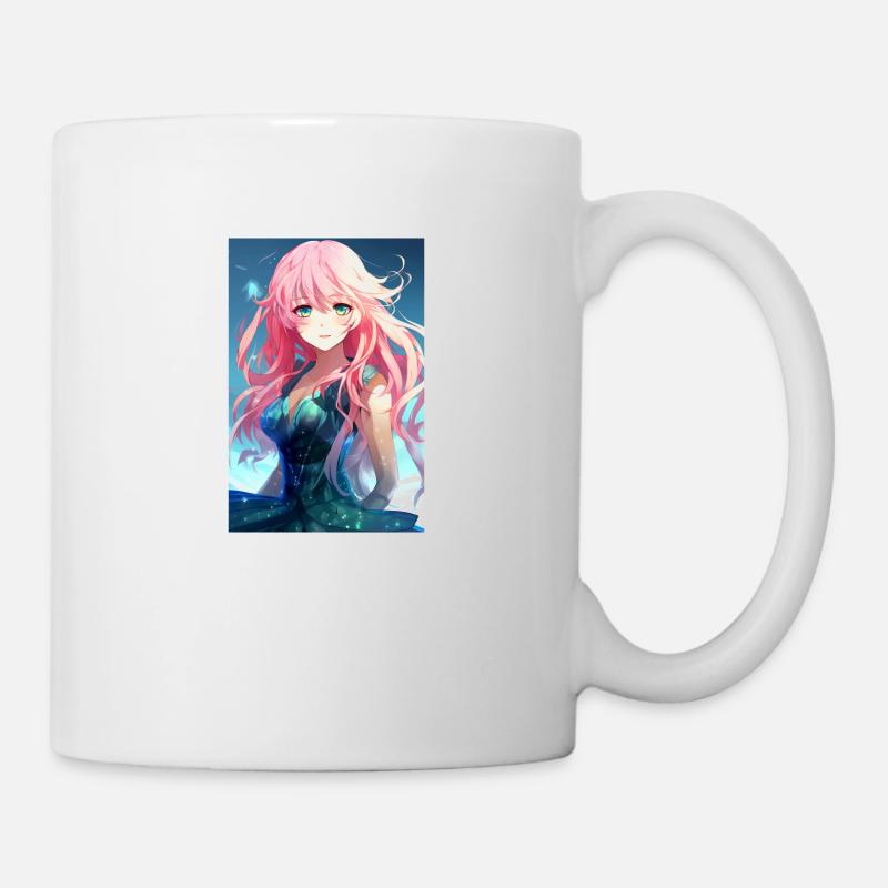Anime-Manga-Mädchen mit rosa Haaren - Tasse - Weiß