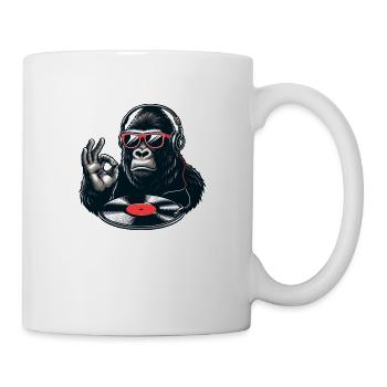 DJ Gorilla Ape bat avec tourne-disque et vinyle - Mug blanc - blanc - Droite