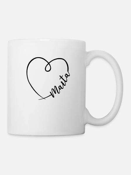 Marta Name Kalligrafie Herz - Tasse - Weiß