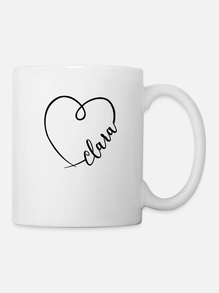 Clara Nom Calligraphie Coeur - Mug blanc - blanc