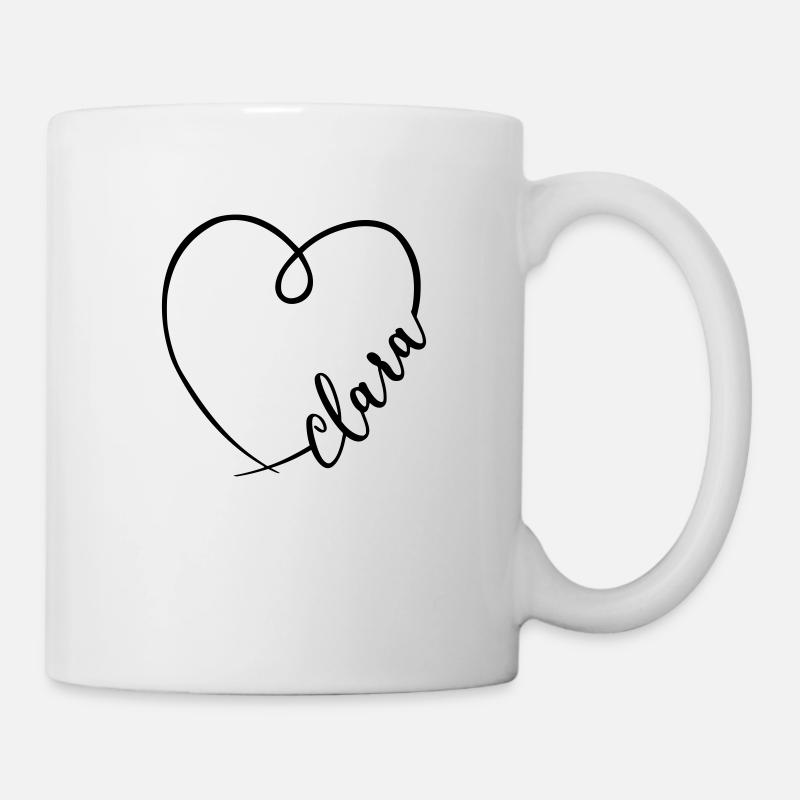 Clara Nom Calligraphie Coeur - Mug blanc - blanc