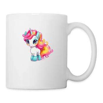 Licorne mignonne licorne dans le style de bande dessinée coloré - Mug blanc - blanc - Droite