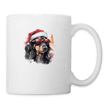 Dachshund Christmas dog in the snow - Mug - white - Right