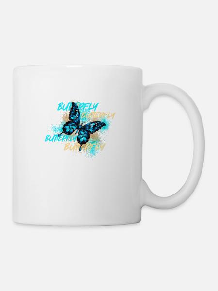 Colorful Butterfly Splatter Logo Blue - Mug - white